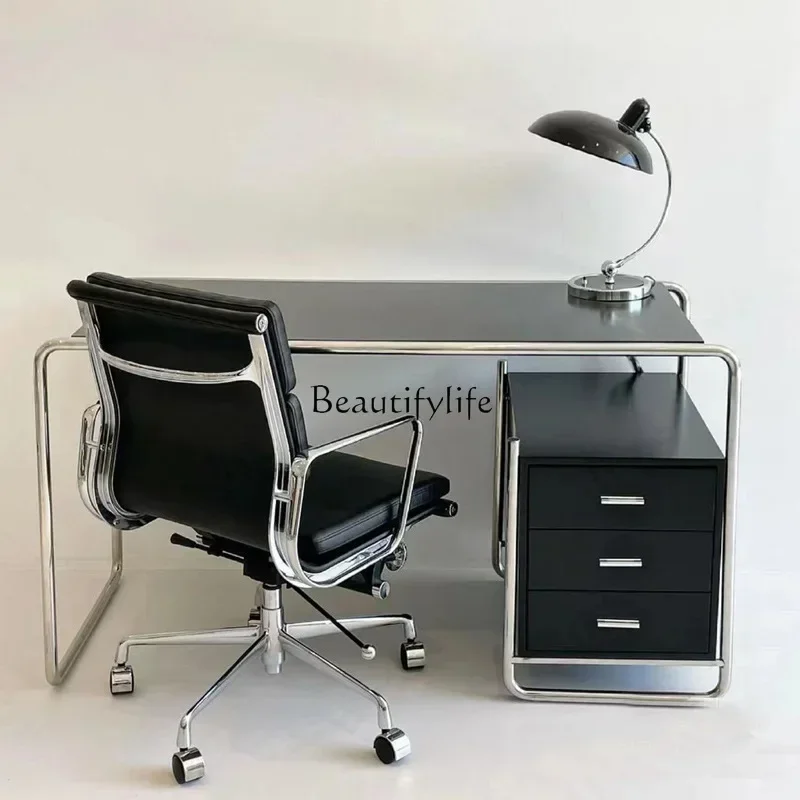 

LJY*Computer Desk Home Study Desk Studio Stainless Steel Table