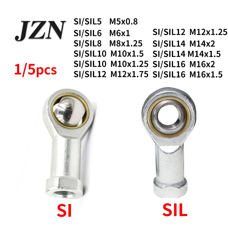 1/5Pcs Fisheye rod end spherical plain bearing SI/SIL5 SI/SIL6 SI/SIL8 SI/SIL10 SI/SIL12 SI/SIL14 SI/SIL16