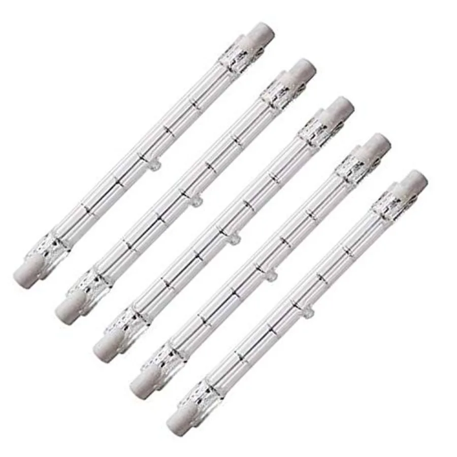 Paquete de 5 Bombillas Halógenas T3 de 300 Vatios y 4.6 Pulgadas - Tipo J 118mm R7S Bombillas Halógenas de Doble Extremo, Lámparas de Filamento, Tubos de Cuarzo