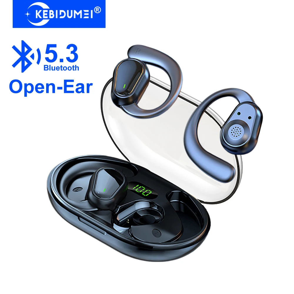 KEBIDUMEI Open-Ear Bluetooth 5.3 Earphones Ear Hook Headphones HiFi Stereo Waterproof Wireless Headset Noise Reduction Earbuds — product photo 1 of 1
