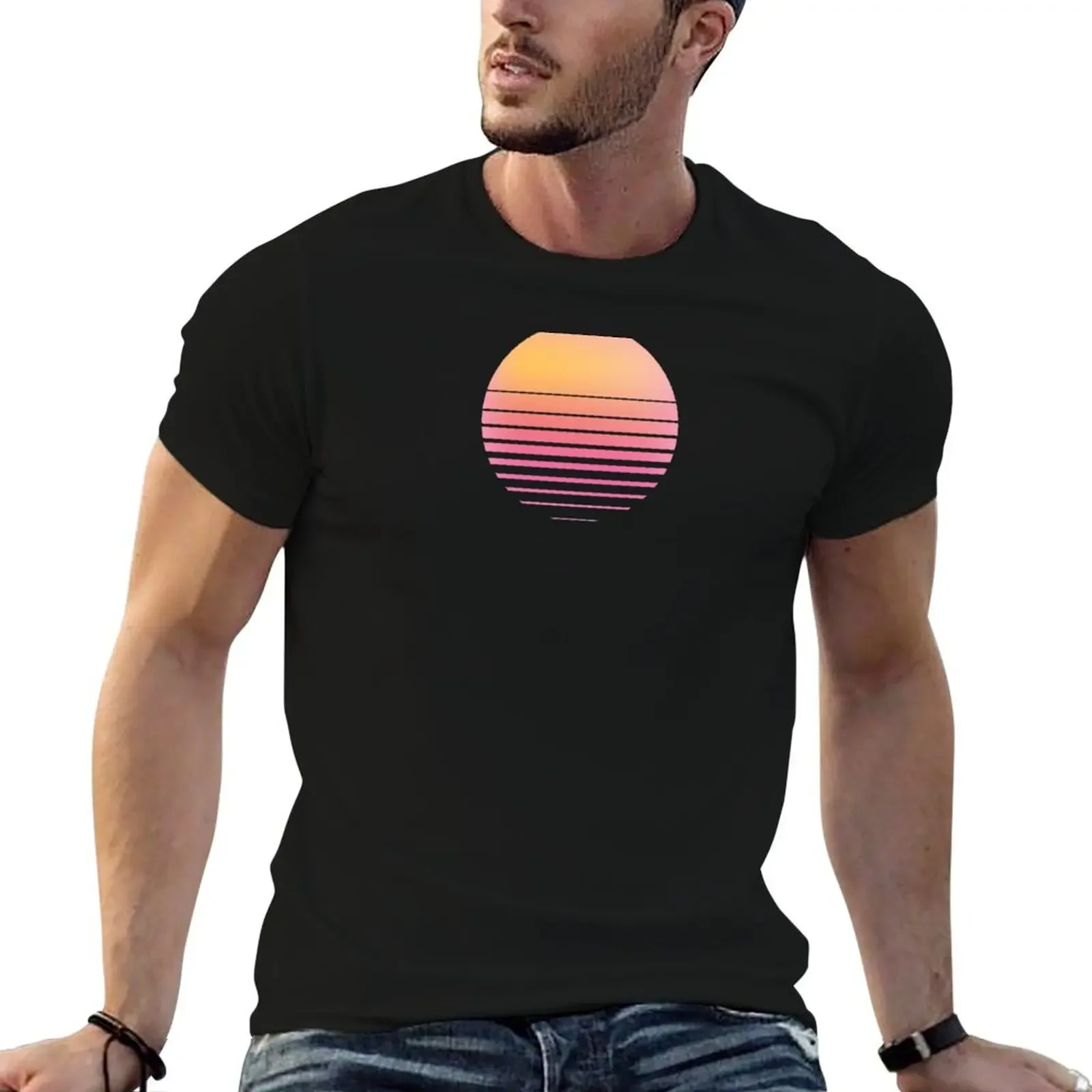 Vaporwave Sun - Outrun/Synthwave/Retro T-Shirt summer clothes Luxury man graphic t shirt vintage men workout shirt