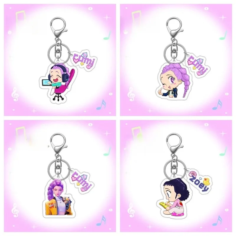 Llaveros de Anime Kpop Demon Hunter Huntrix Rumi Mira Zoey Saja para niños, bonito llavero acrílico, mochilas escolares de moda, colgante, regalo para seguidores