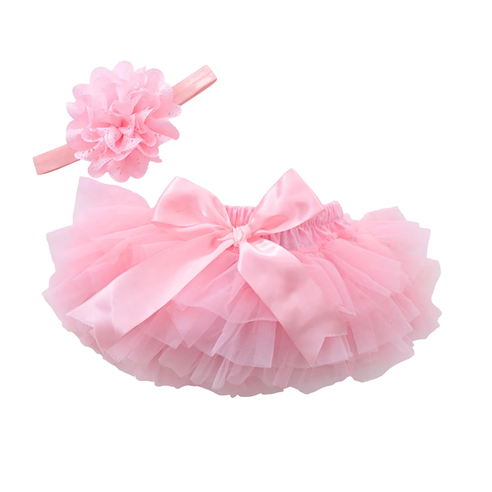 

Baby Girls Newborn Toddlers Tutu Skirt Birthday Dress Photography Props Size S Pink Headdress Satin Waistband