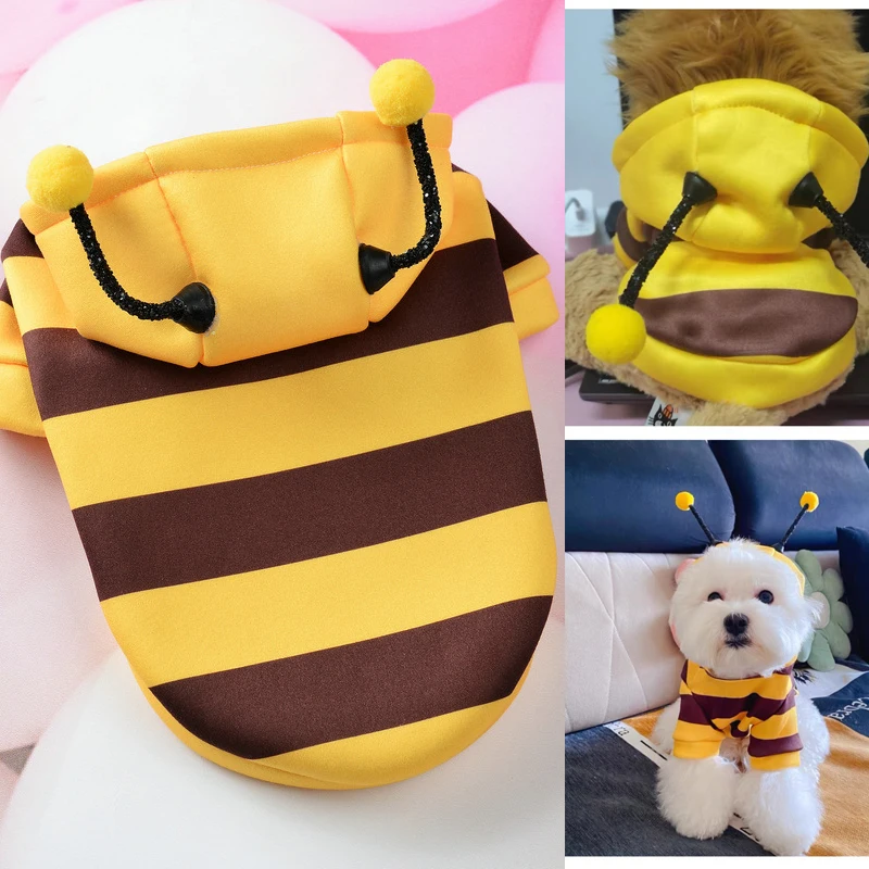 Dog Clothes For Autumn And Winter Schnauzer Teddy Small Puppy Cat Pet Hoodie Bee Transformation Suit