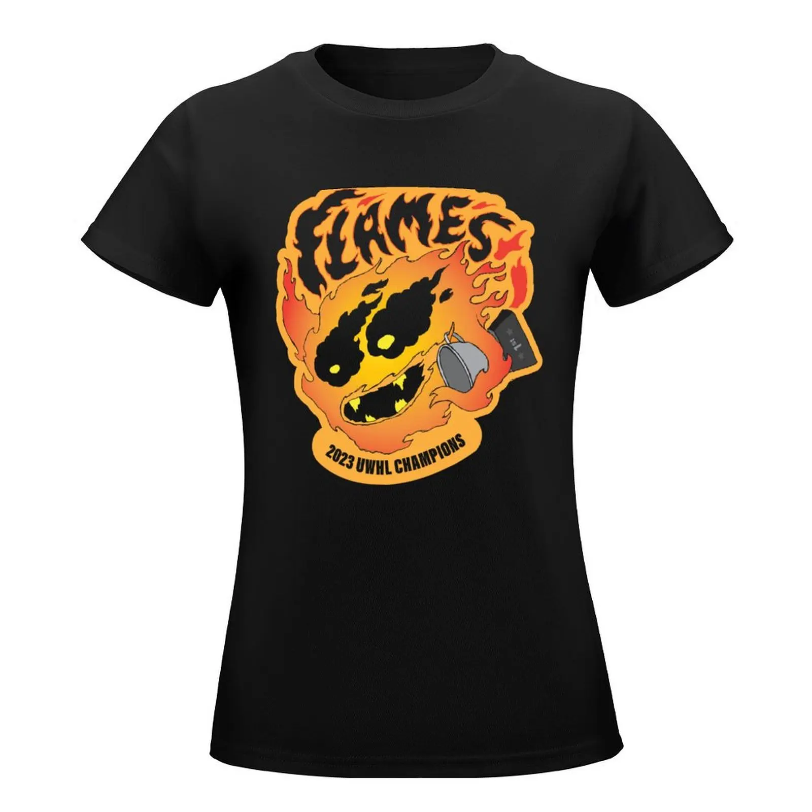 FLAMES 2023 UWHL CHAMPS! T-Shirt aesthetic clothes anime clothes korean Women's clothes