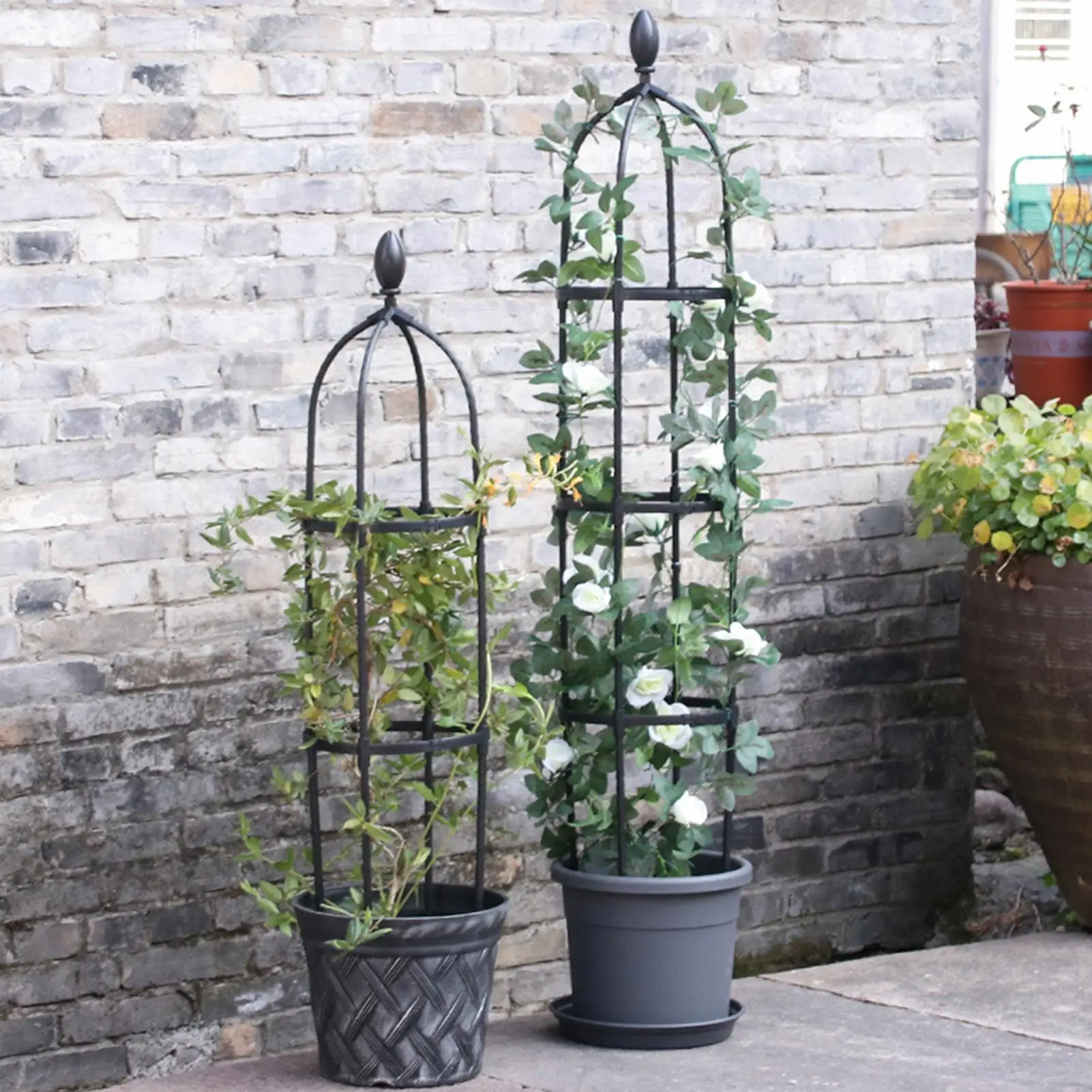 Obelisk Trellis Rustproof Climbing Plant Support Tower Rack Weather-Resistant Garden Stake for Roses Clematis Vegetables Outdoor
