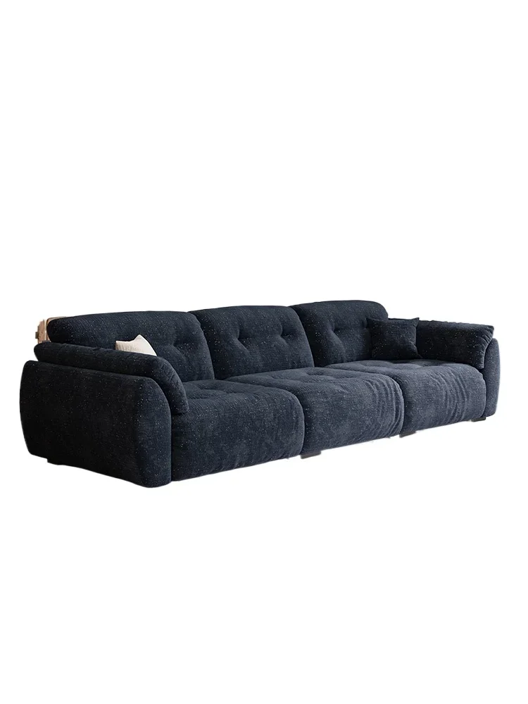 Italian minimalist chenille cloud sofa straight row modern simple living room villa retro style big sitting deep sofa