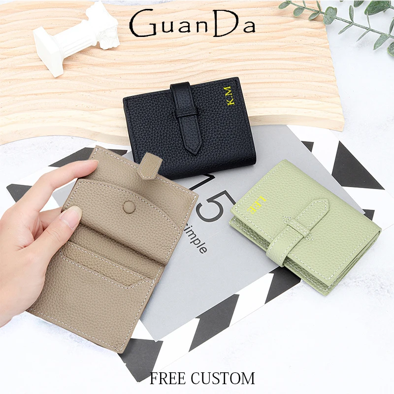 Luxury Business Card Case Genuine Leather Card Wallet For Woman Custom Initials Casual Coin Purse Lady Fashion Card Holder Gift