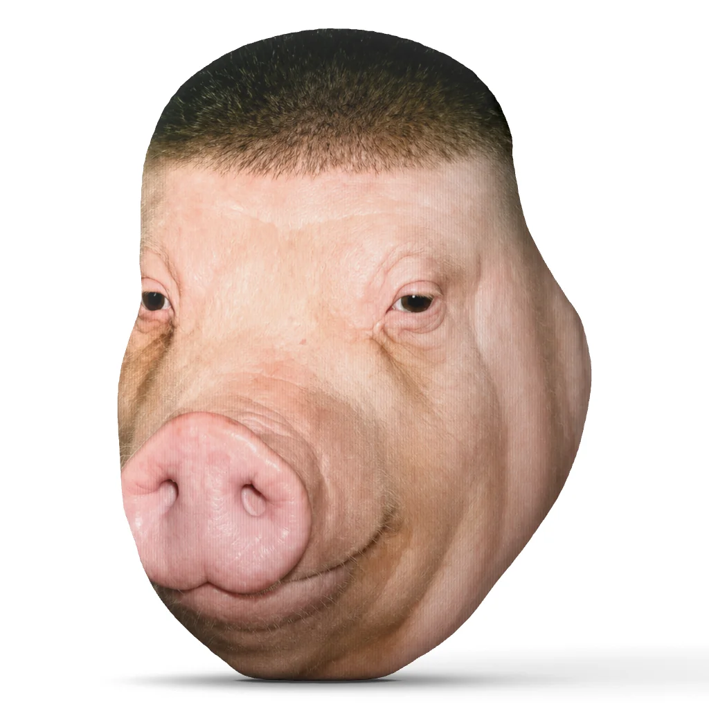 Wigger Pig Fade Buzz Haircut Funny Meme Brainrot Cushion Irregular Stuffed Throw Pillow Home Decor Gift Sofa Bed