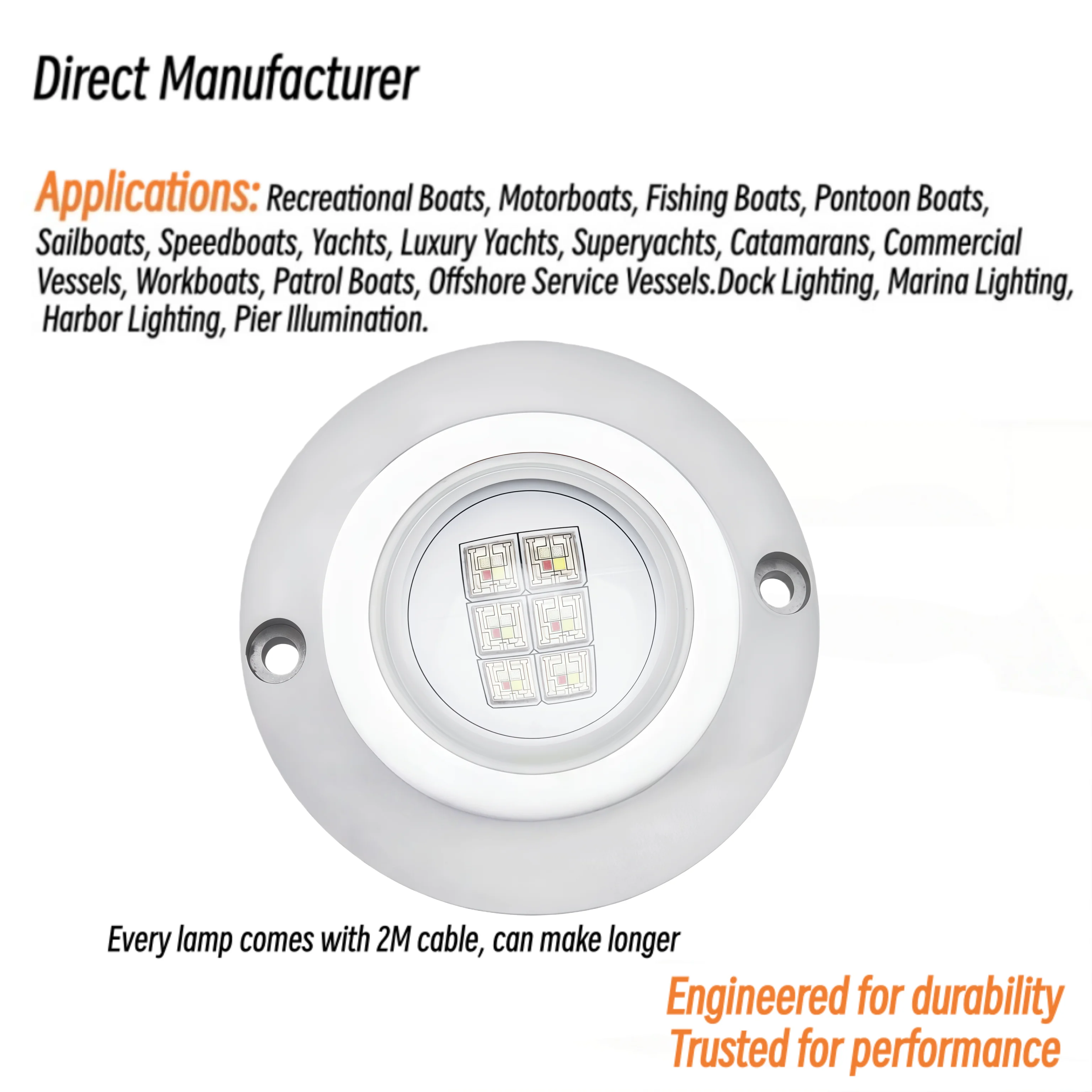 120W 10-30VDC 4in1 RGBW High Lumens Submersible Anti-Corrosion Remote Control Color Changing Boat Navigation Led Yacht Lights