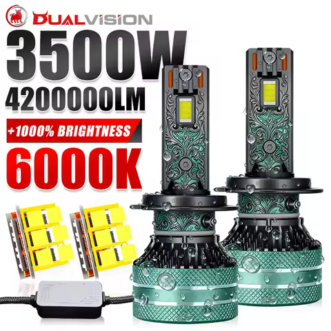Dualvision K5C H7 LED Headlight Canbus H1 H4 H3 H11 H8 H9 9005 9006 HB3 HB4 9012 HIR2 3500W 4200000LM 12V 5570 CSP STG Car Light