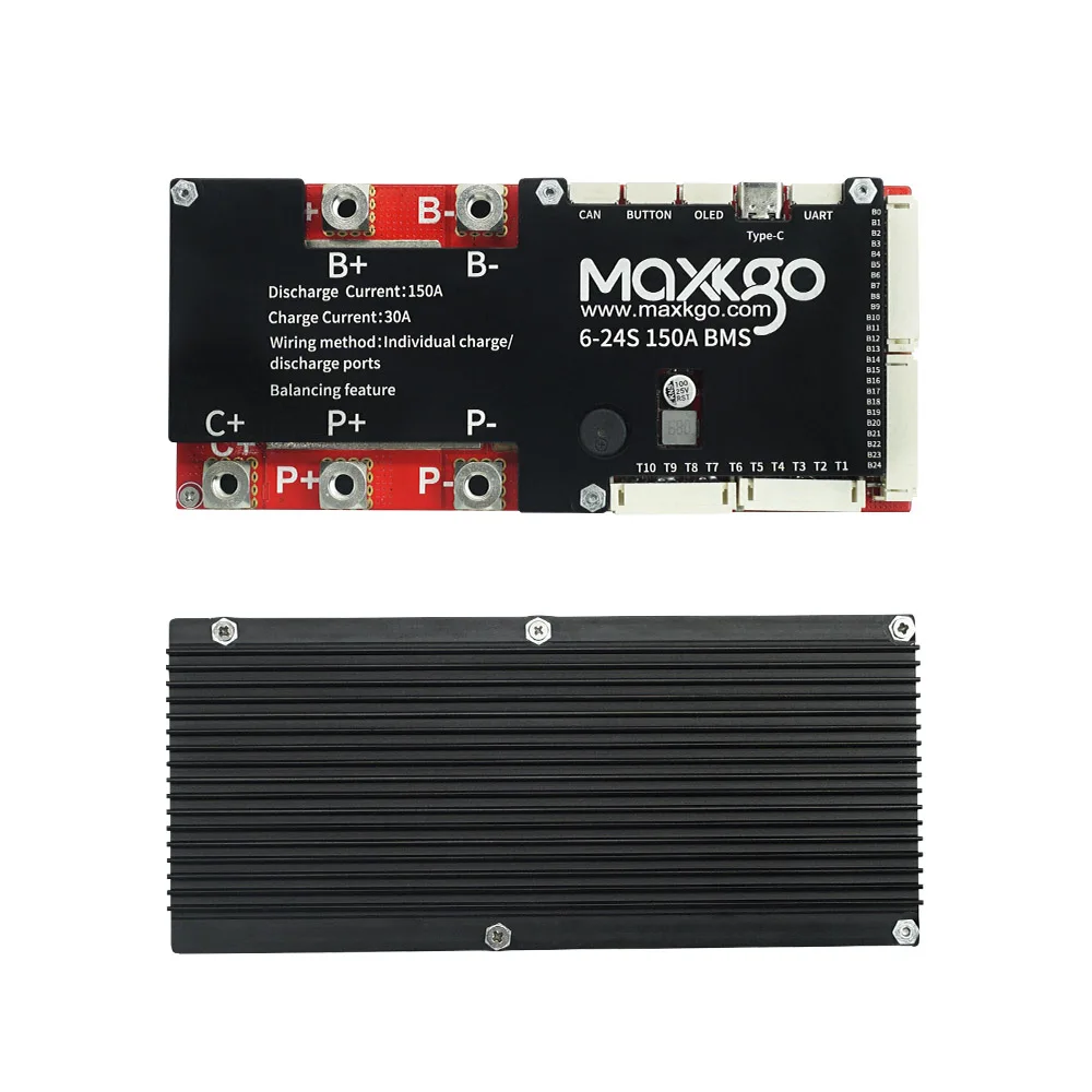 MAXKGO 6S-24S 150A Bluetooth Smart BMS CANBUS 10NTC Lithium Battery Protection Board Compatible With VESC UART