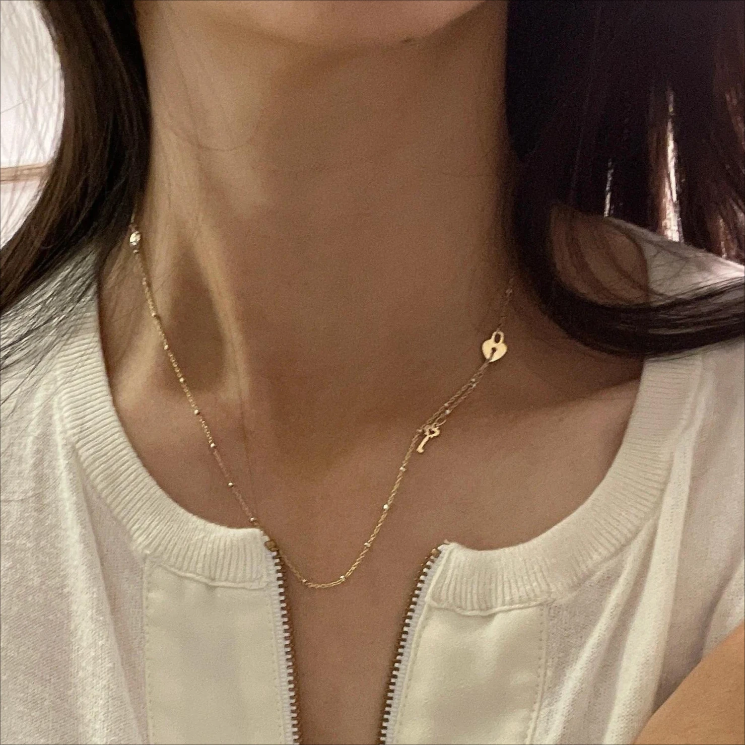 14KGF Gold Heart Lock and Key Necklace Handmade Dainty Bracelet Waterproof Tarnish Resistant Jewelry Gift for Women