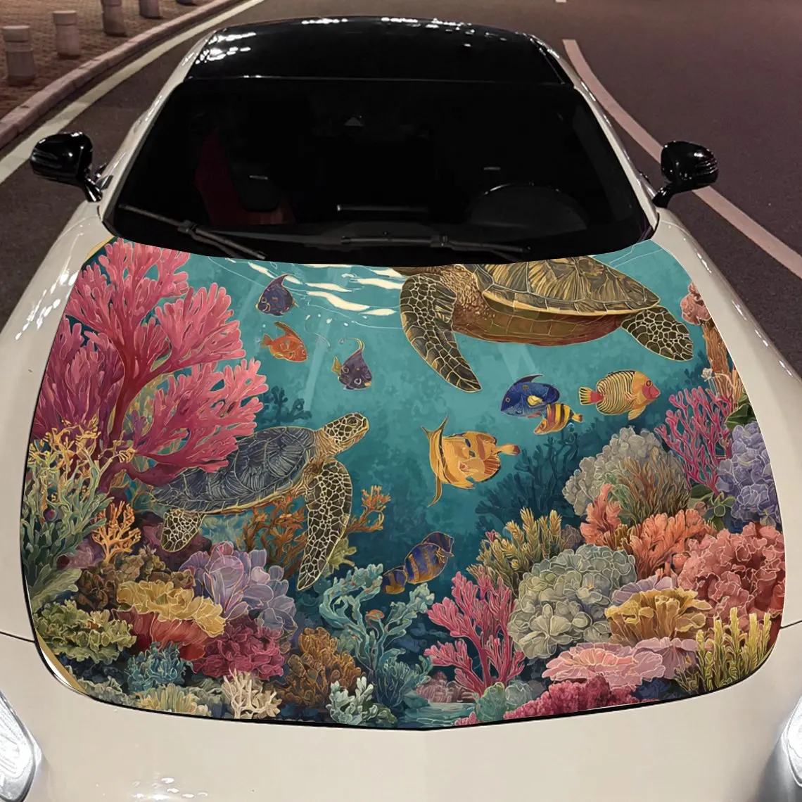 

Реалистичный стиль подводный мир, виниловые наклейки на капот автомобиля, защитная наклейка для поверхности автомобиля, украшение автомобиля, виниловые наклейки, водонепроницаемые