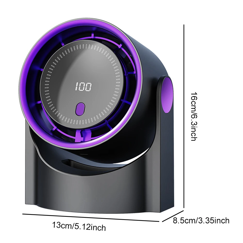 100 Level Bladeless Fan 4000mA Rechargeable Portable Desk Fan Digital Display High-speed Circulating Cooling Fan for Home Office image 6