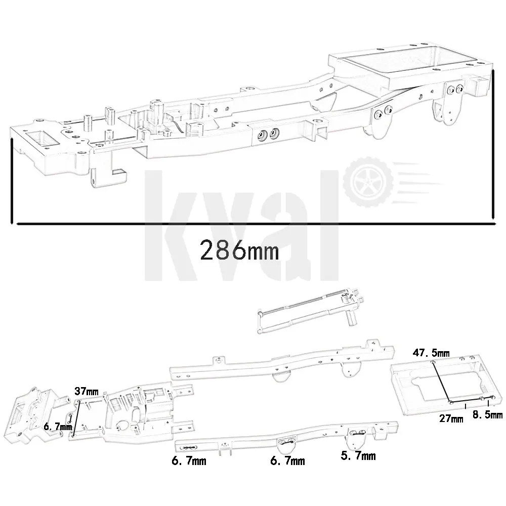 1:10 WPL D12 Metal Alloy RC Body Chassis Frame Kit Accessories Fits for WPL D12 1/10 RC Car DIY Truck Car Upgrade Parts