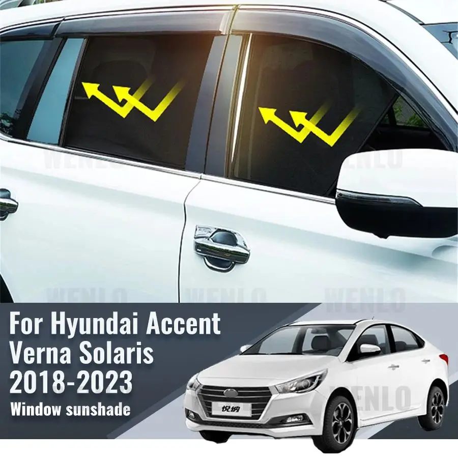 

For Hyundai Accent Verna Solaris HC 2018-2023 Car Sunshade Magnetic Front Windshield Curtain Rear Side Window Sun Shade Visor