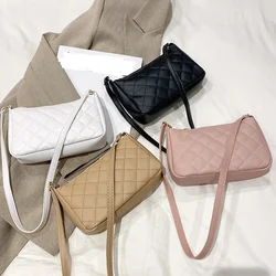 2024 New Fashion Female Shoulder Bag Rhombus Embroidered Solid Color Women's Shoulder Crossbody Casual Trendy Phone Bag