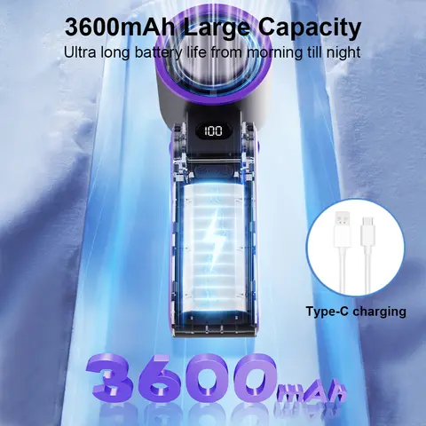 NASAN Bärbar Handhållen Fläkt 100 Vindhastigheter Turbofläkt 3600mAh Uppladdningsbar Luftkylningsfläkt Hopfällbar Höghastighetskall Komprimeringsfläkt 10 best sales höghastighetsfläkt - №9