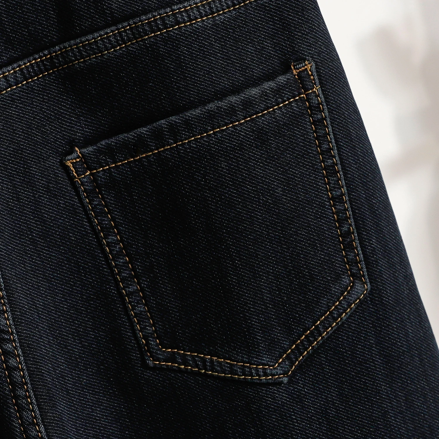 بالإضافة إلى حجم المرأة الشتاء Thiened Fce مستقيم الساق الجينز مرونة الخصر عارضة السراويل الطويلة القطن البوليستر مزيج بسط #5