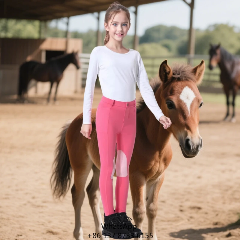 

Зимняя одежда для девочек для верховой езды: брюки для катания на лошадях с молнией спереди, накладками на коленах и нейлоновыми карманами для детей