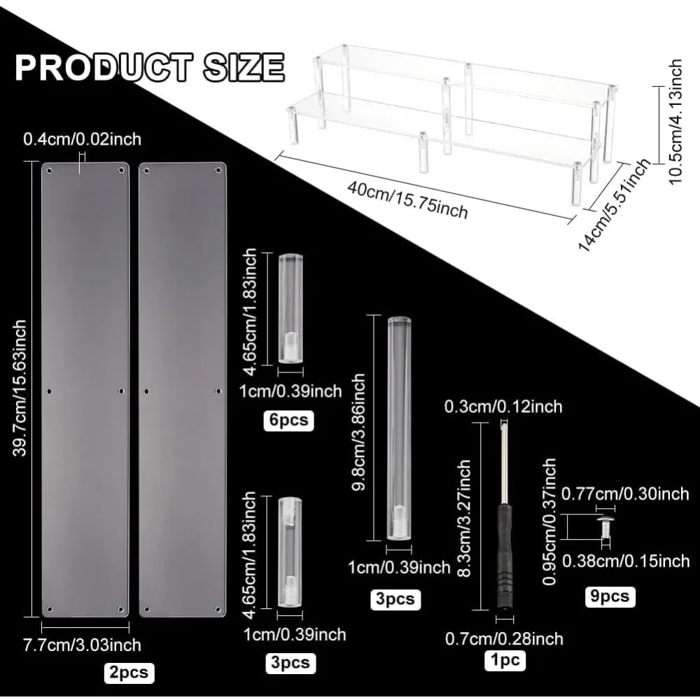 Acrylic Action Figure Display Riser Stands 2 Tier Acrylic Risers Tiered Display Stand for Birthday Wedding Party Dessert Figures