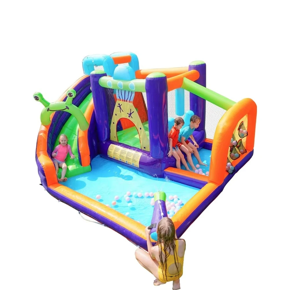 Inflatable PVC Combination Trampoline Playground Castle and Children's Waterslide Garden School House