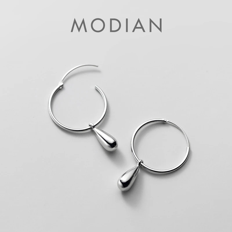 Modian proste krople wody kolczyki dla kobiet oryginalna 925 srebro geometryczne zwisające kolczyki moda piękna biżuteria Bijoux