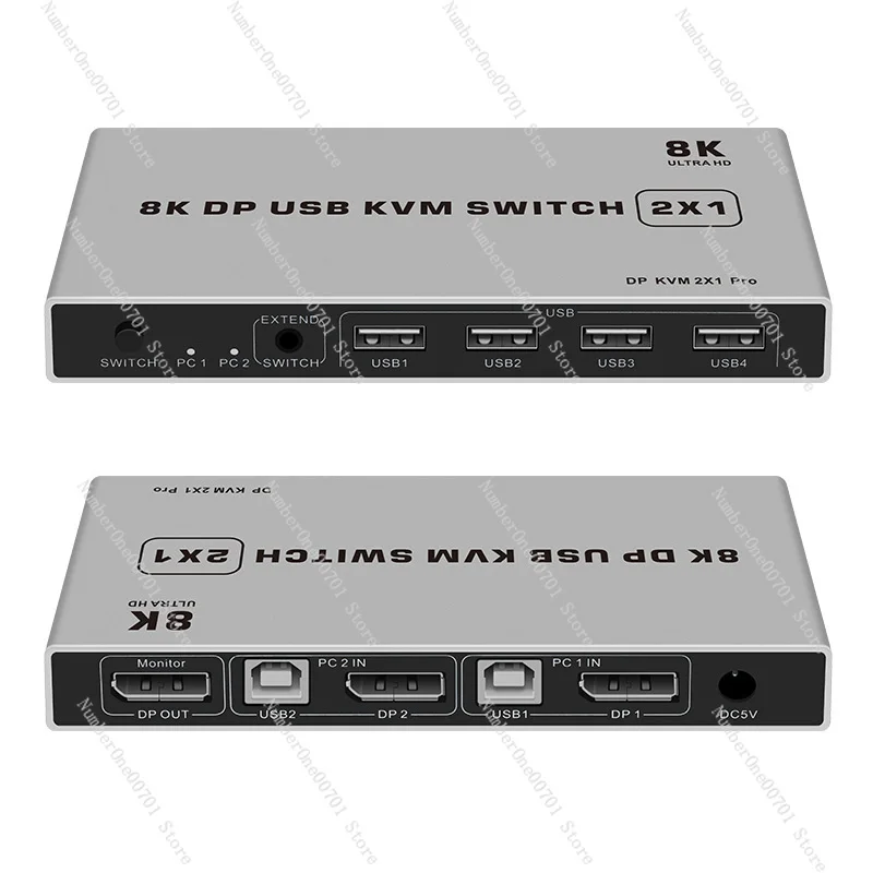 2 في 1 خارج 2K144hz الكمبيوتر المضيف لوحة المفاتيح المشتركة الماوس dp8k رصد DP KVM الجلاد 2 في 1 خارج الموزع USB الطباعة المقشر