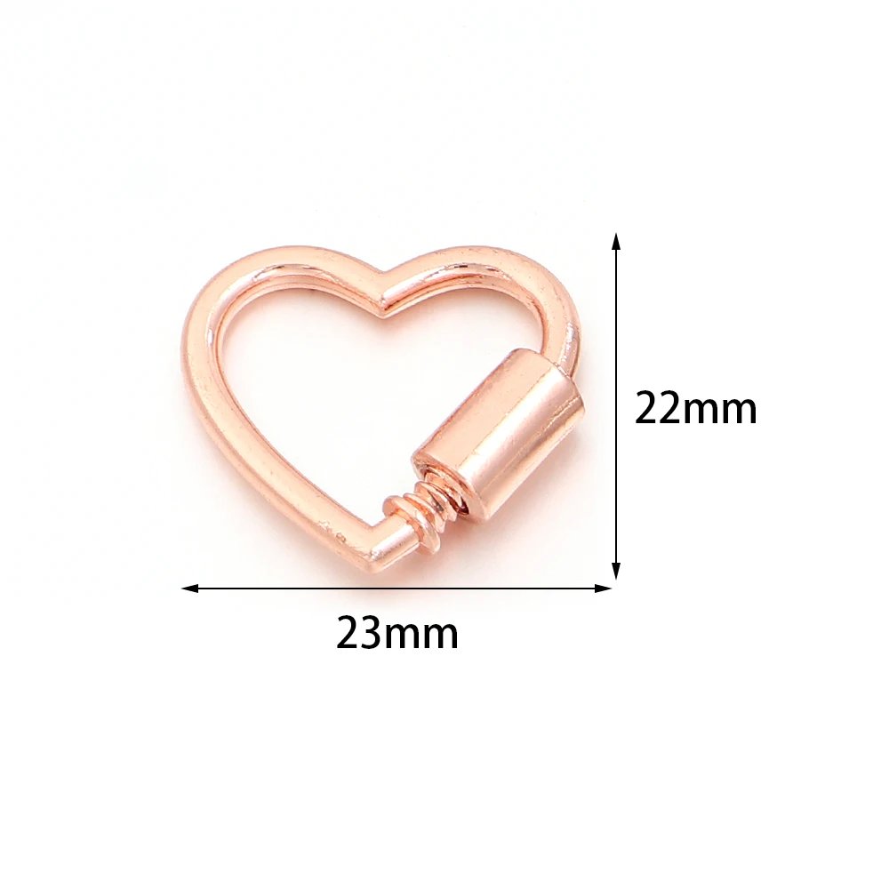 2pcs/lot Simple Metal Heart Shape Opening Clasps Keychain Carabiner Lock Buckle For Dog Chain Connector DIY Necklace Accessories