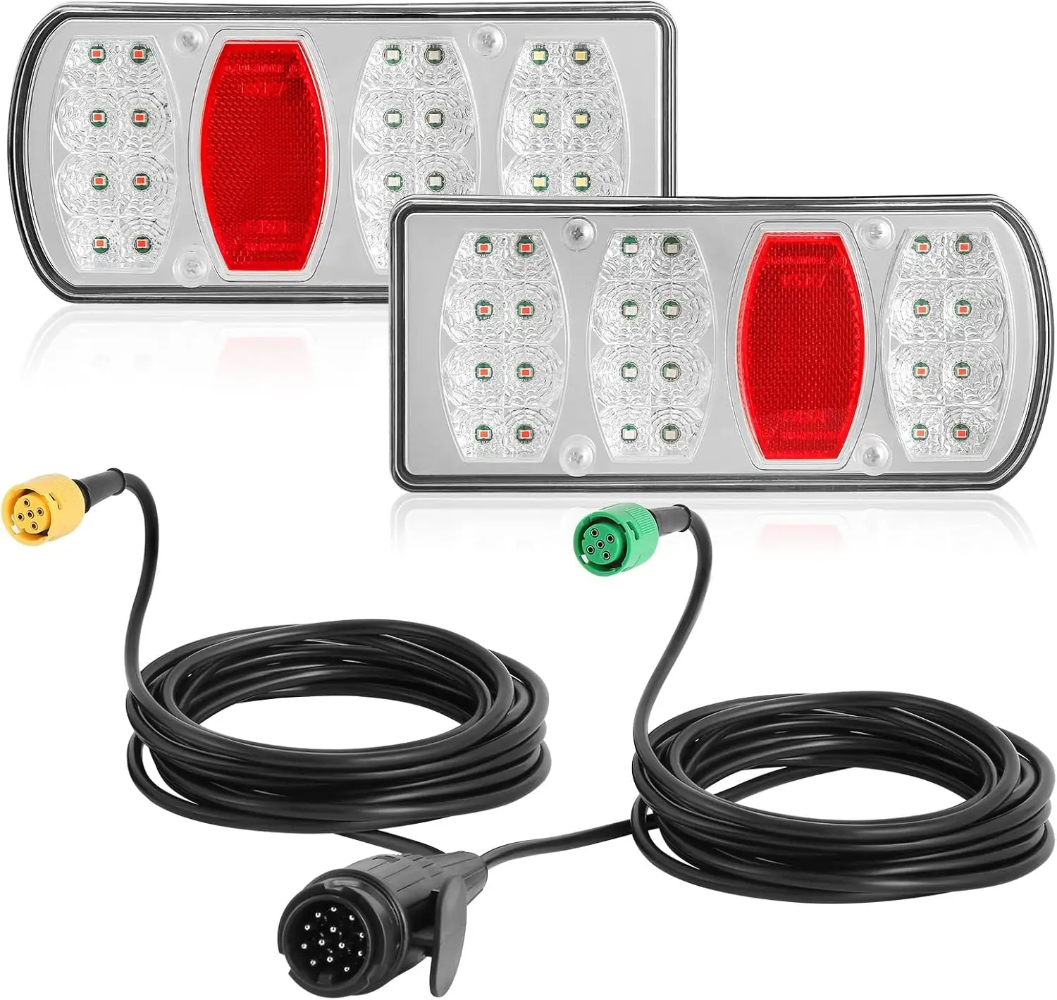 LED Trailer Tail Lights Trailer Lighting Wiring Harness Cable Set With 13 Pin Plug Pre Wired 5.5m Cable And 5 Pin Bayonet
