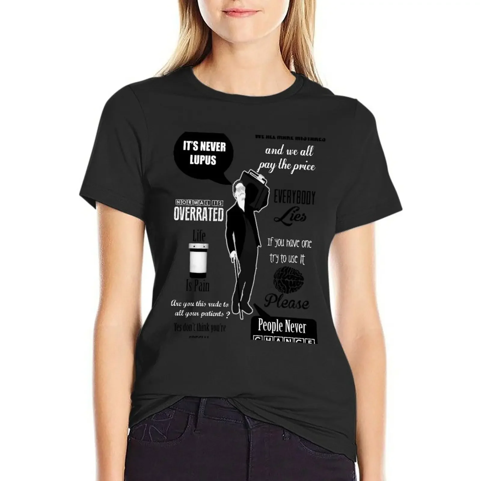 

Dr House Montage T-Shirt animal print vintage clothes tops Female clothing t shirts for Women loose fit
