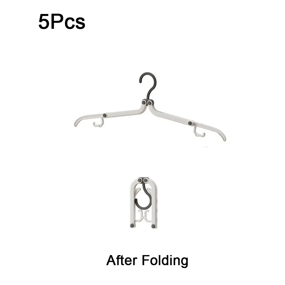

5Pcs Anti-slip Foldable Clothes Hanger Space Saving Windproof Clothes Drying Rack Plastic with 2 Clothespins Coat Hanger