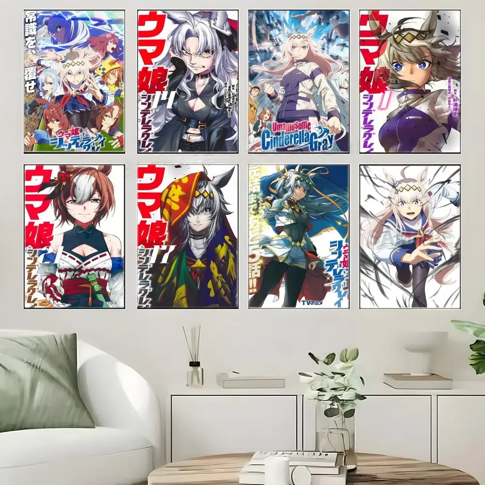 Anime U-Uma Musume C-Cinderella Poster Self-adhesive Art Waterproof Paper Sticker Coffee House Bar Room Wall Decor
