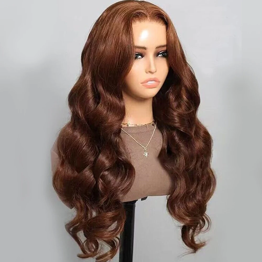 

Chocolate Brown Body Wave Human Hair Wig 13X6 13X4 Lace Frontal Wig Human Hair Pre Plucked with Baby Hair Wig For Women
