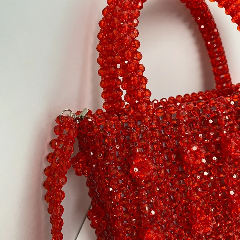 Top-Handle Large Beaded Bag Portable Designer Handbags Red Purses Luxury Ladies Gift Shoulder Elegant Women Fashion Customizable