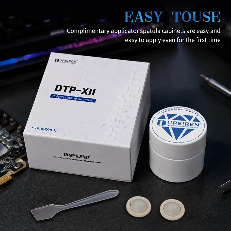 UPSIREN DTP-XII 18.8W Polycrystalline Diamond Thermal Putty VGA GPU IC Processor Rapid Cooling Thermal Putty Replace Thermal Pad