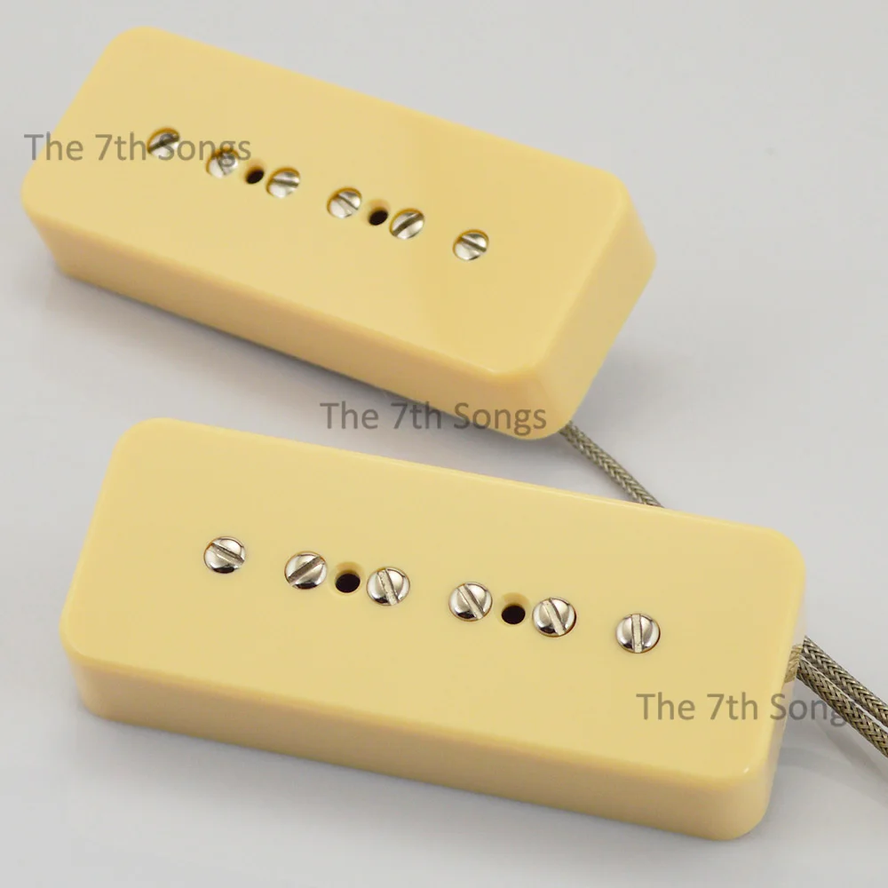 Vintage Alnico 5 Soapbar Single Coil Neck / Bridge Pickup for P90 Electric Guitar Cream / Parchment / Black