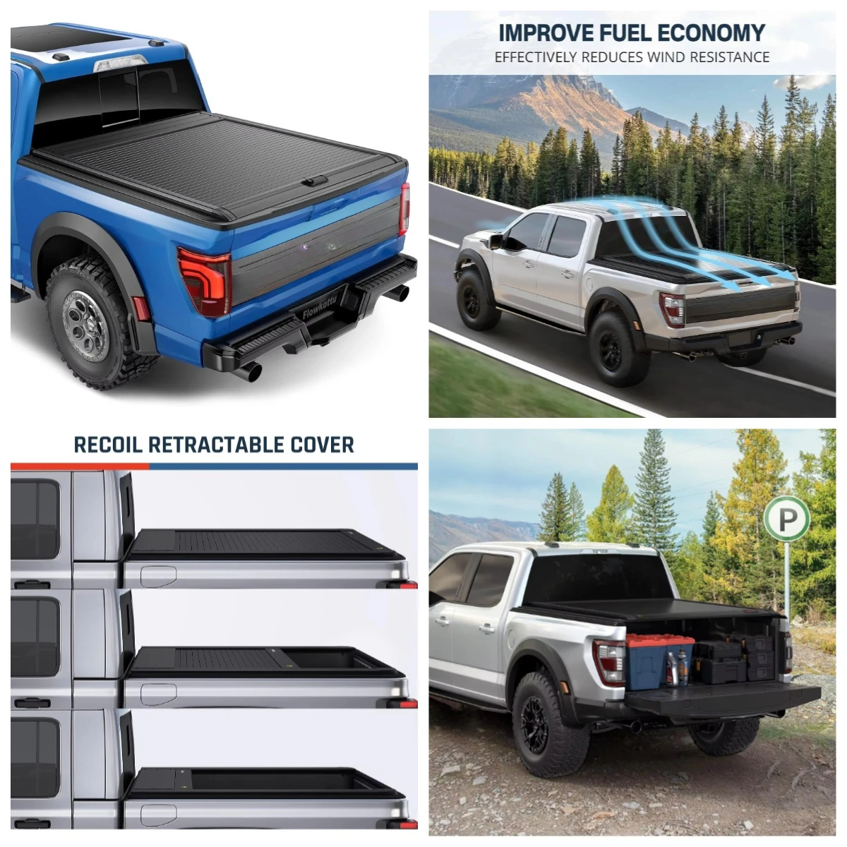 

Krono Wild US Patented 5.5ft Pickup Truck Bed Tonneau Aluminum Alloy Cover Locking Tailbox Waterproof Retractable Roller