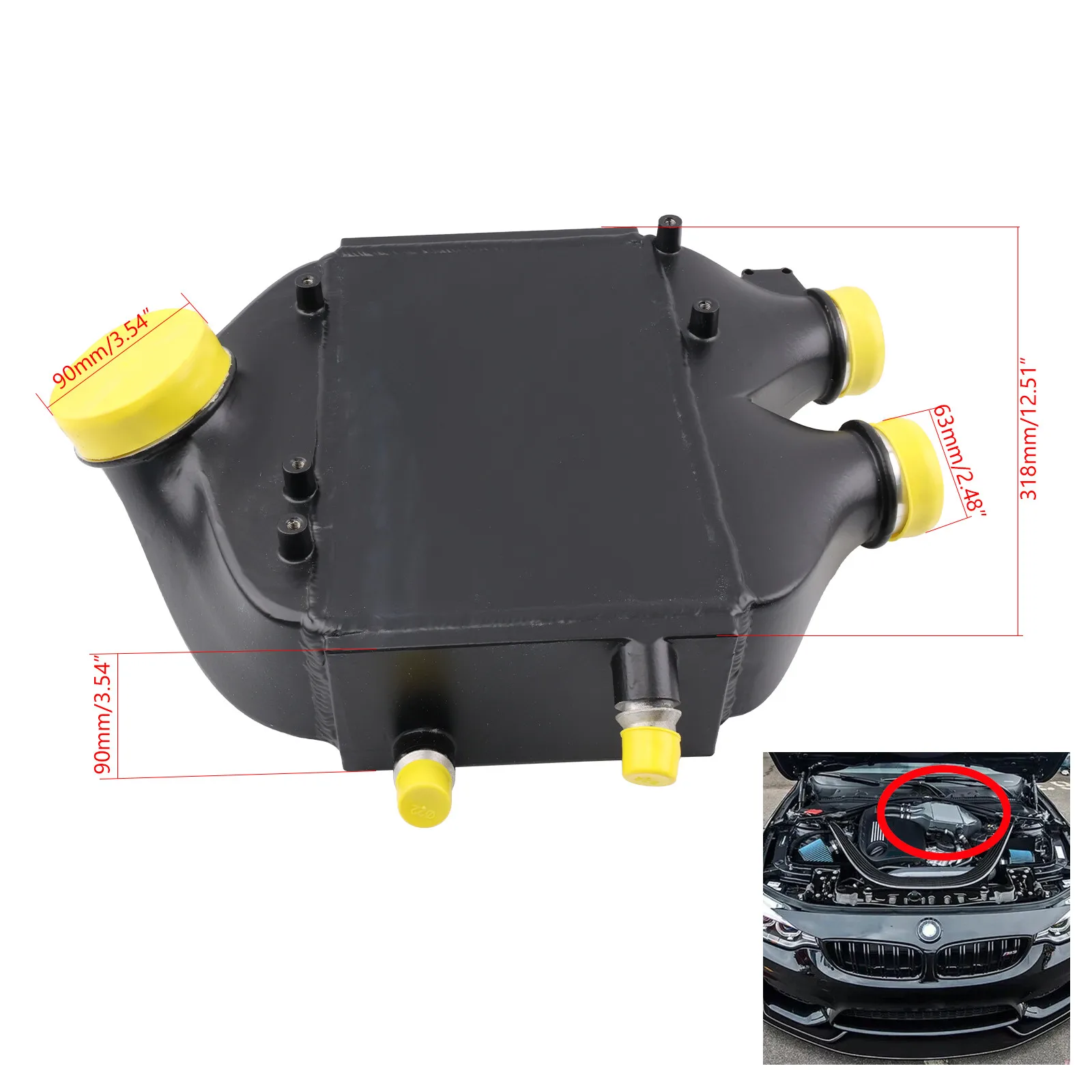 

For 2015-2021 BMW M3 M4 F80 F82 Top Mount Dual Pass Charge Air Cooler Intercooler