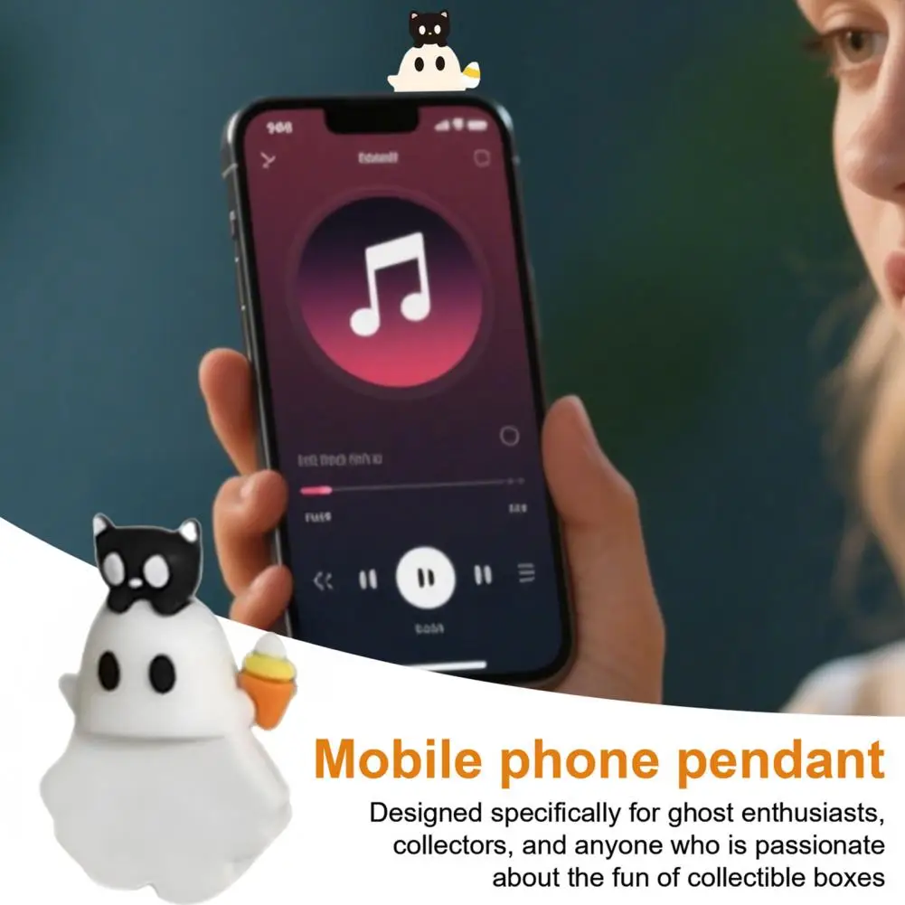 Halloween Themed Phone Hanger Halloween Phone Decoration Spooky Halloween Ghost Phone Toppers Mini Adhesive for Smartphone