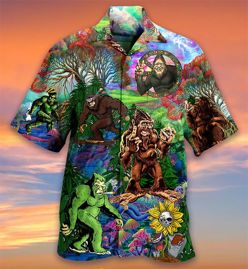 Camisas de manga corta para hombre, estilo cubano, Top de orangután divertido Hawaiano de gran tamaño, estampado 3D, vacaciones de verano