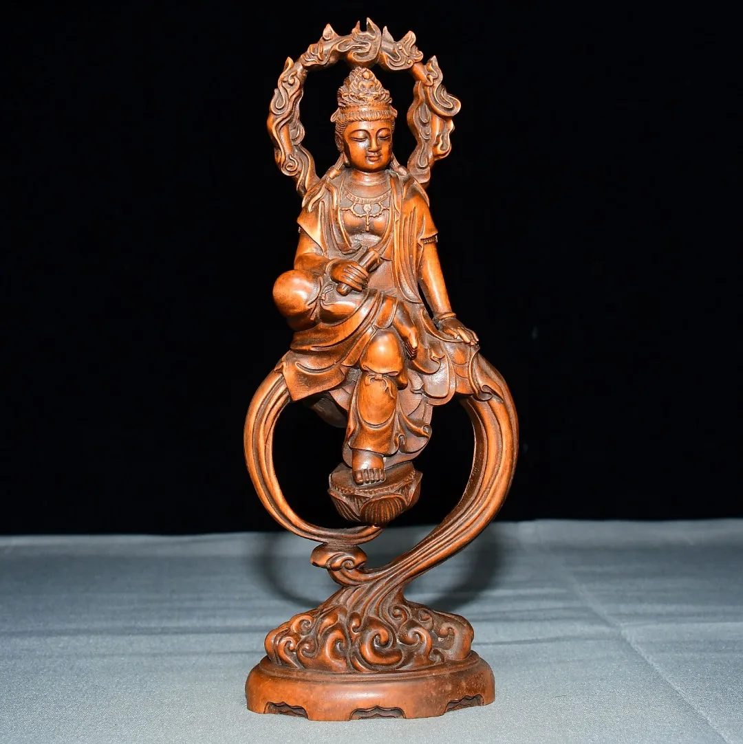 Old Boxwood Old scriptures Head backlight Buddha Terrace Guanyin Bodhisattva seated Buddha Study Amass wealth Ornaments