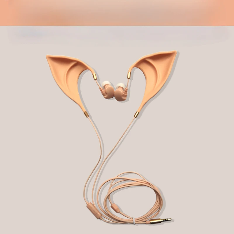 Cosplay Bluetooth Earpnones Brown Skin Ton Elf Ear Shape Into 3.5MM Type-C Wired Bluetooth Music Earpnone With Microphone