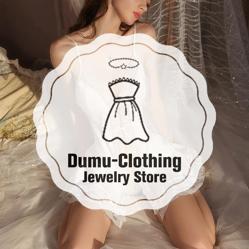 

Sexy Pure Lace Nightdress Women's Front Opening Lingerie Lace-Up Uniform Pajamas