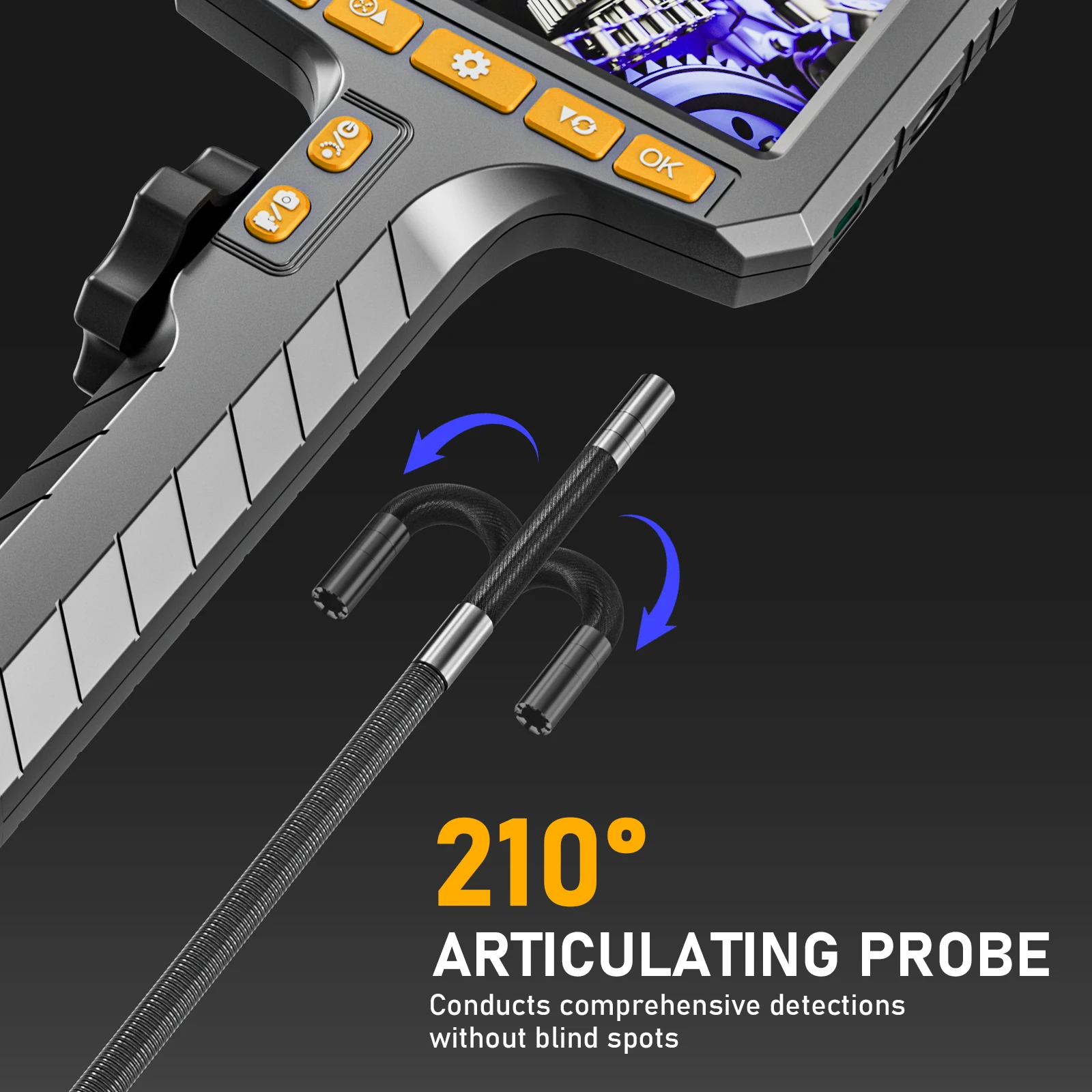 شبه جامدة 4.3 "6LED المهنية 360 توجيه أنابيب الصرف الصحي الصناعية Borescope إصلاح فحص أدوات كاميرا المنظار مفصلية