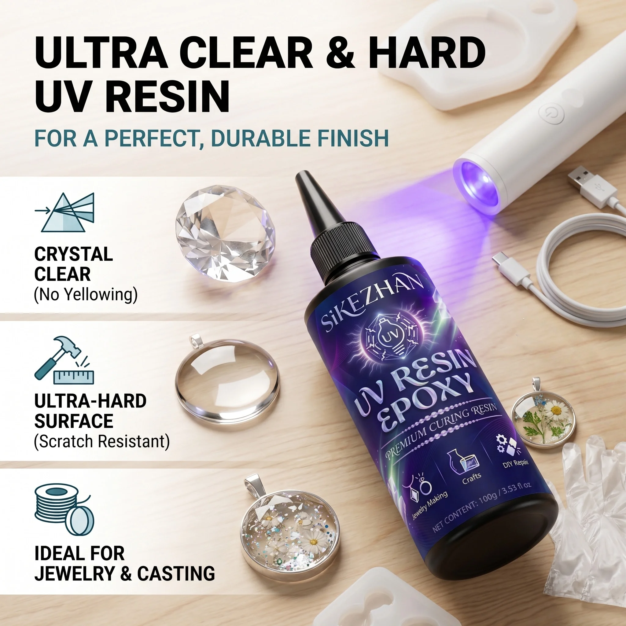 Kit de Cola UV com Luz, Adesiv - Epoxy Uv Resin Kit avaliação e preço