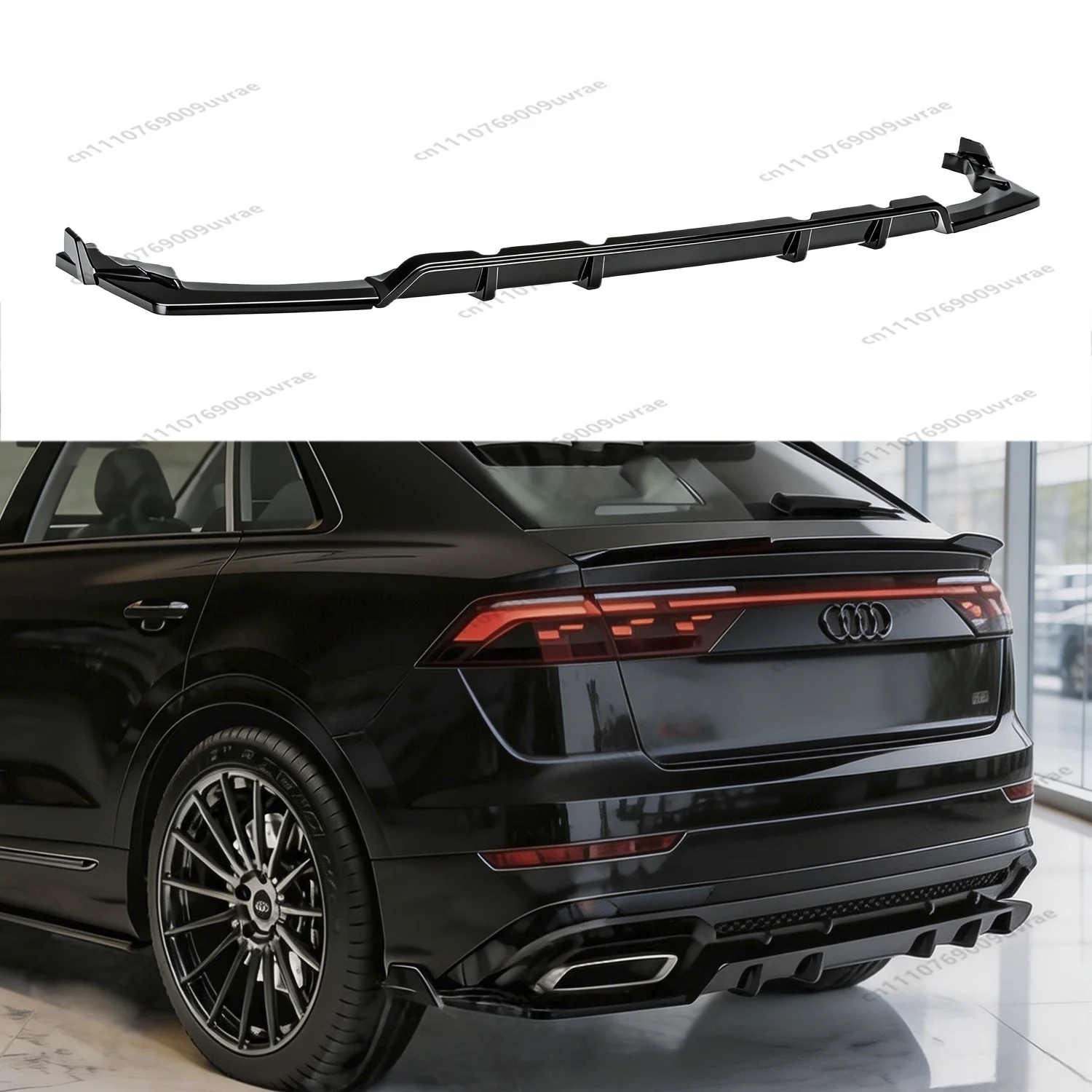 Gloss Black ABS Rear Bumper Valance Diffuser&Splitters For AUDI Q8 S-line 2024-2026 Facelift BodykitsTuning