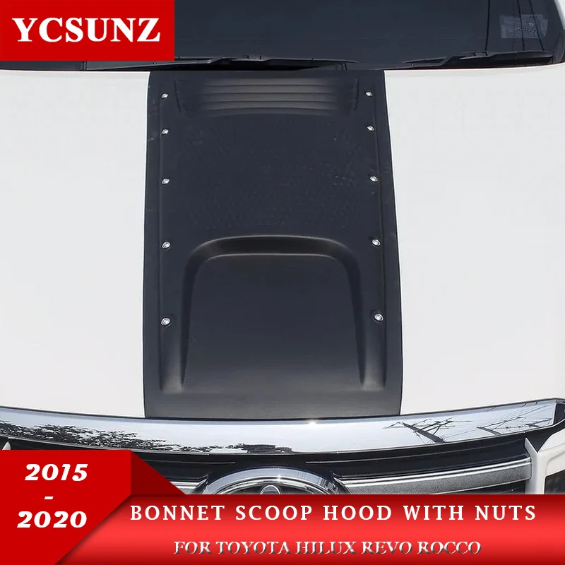 Matte Black Bonnet Scoop Hood with Nuts For Toyota Hilux Revo Rocco 2016 2017 2018 2019 2020 Double cabin Car Accessories