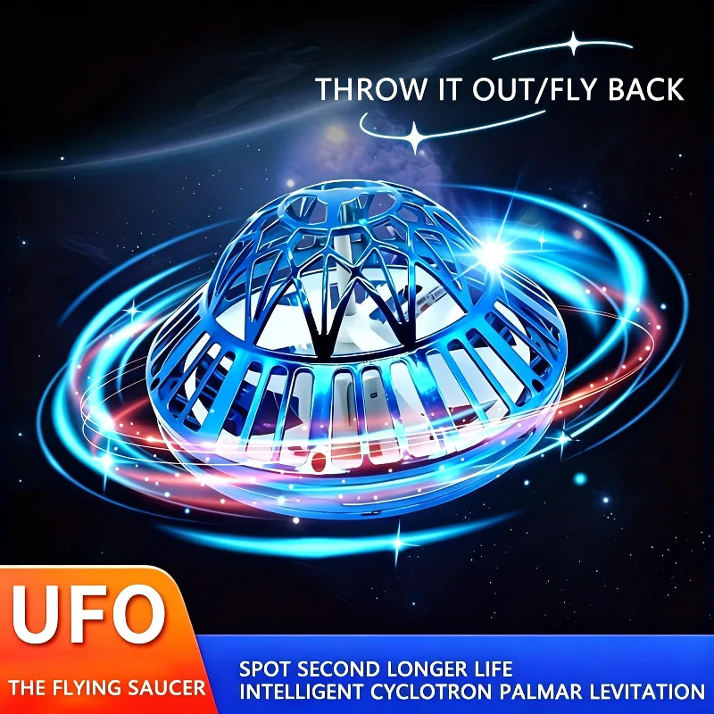 UFO Flying Ball Boomerang Spinner 360° Auto Return RGB LED Light Mini Drone Stress Relief Toy Gift Adults Teens Hand Control Fun